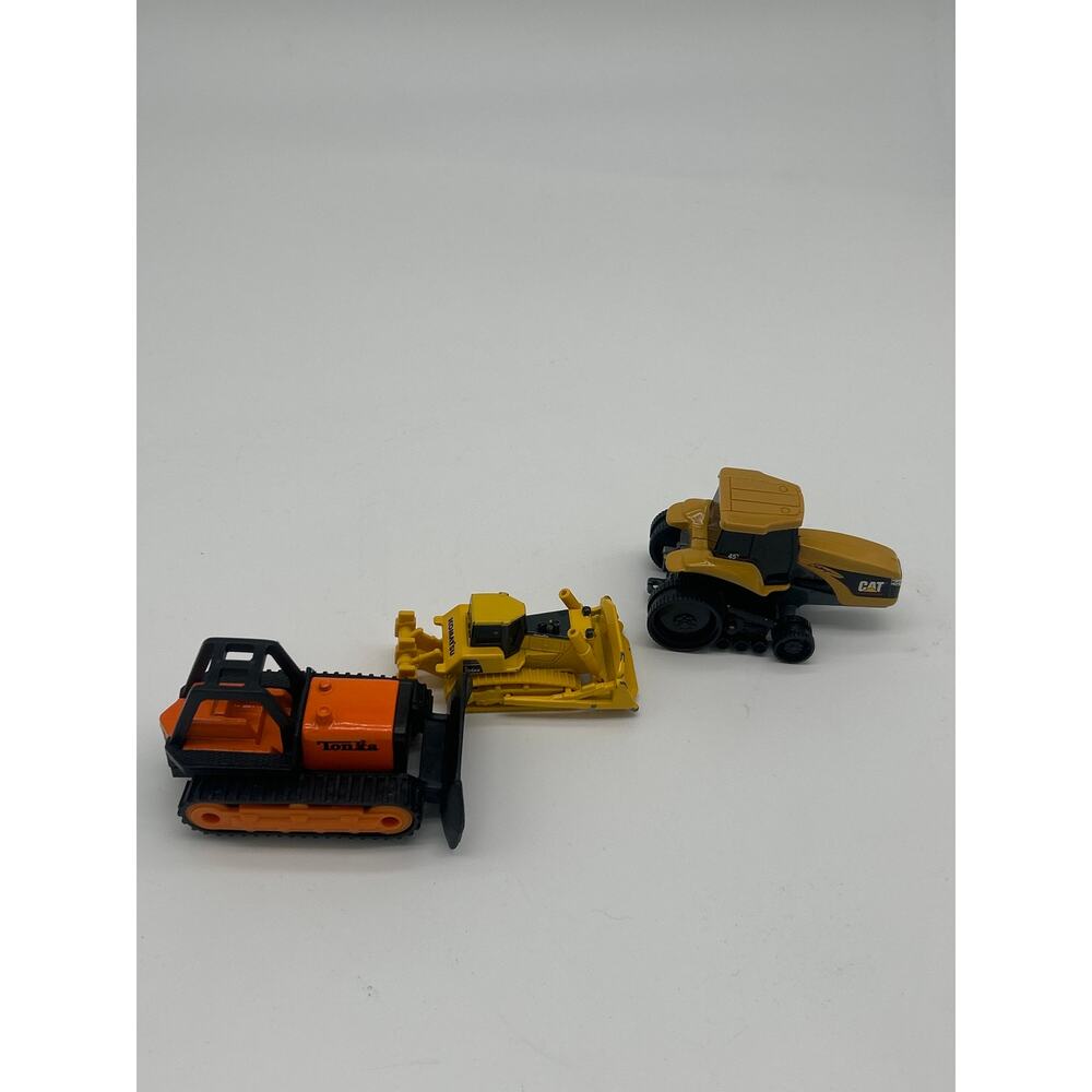 Lot of 3 Construction Vehicles Tonka Bulldozer CAT Roller Tomica Komatsu Toys